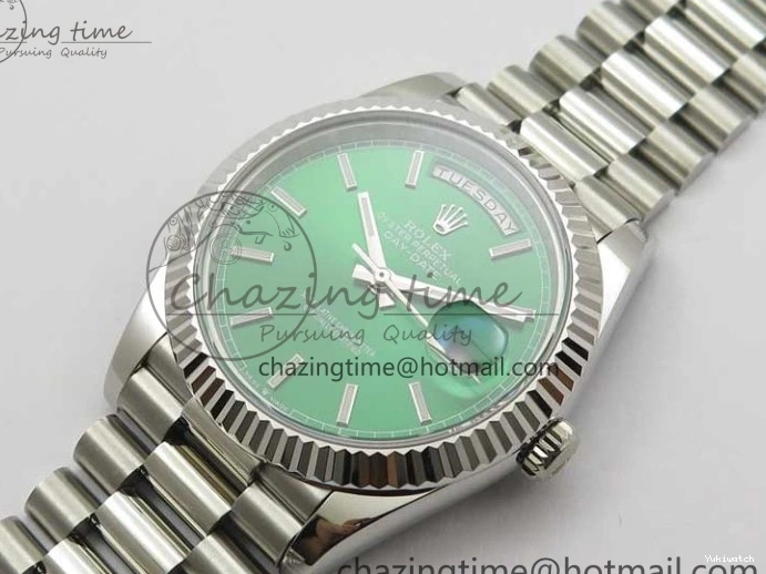 on SS SS Dial Day-Date Dial Green 904 New Markers Bracelet A2836 228239 Version BP 40mm President Stick 0313